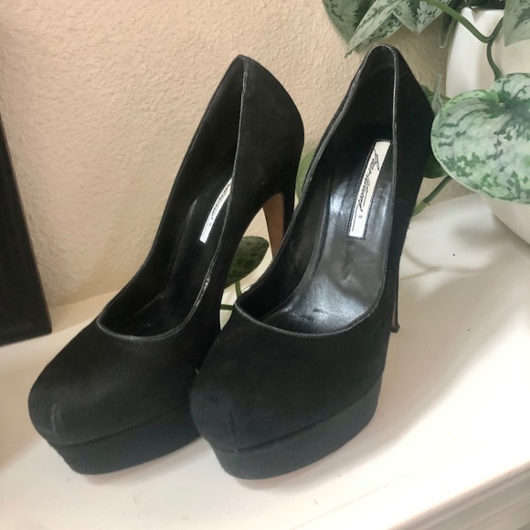 Brian Atwood Black Suede Platform Stiletto Heals - Picture 5 of 7